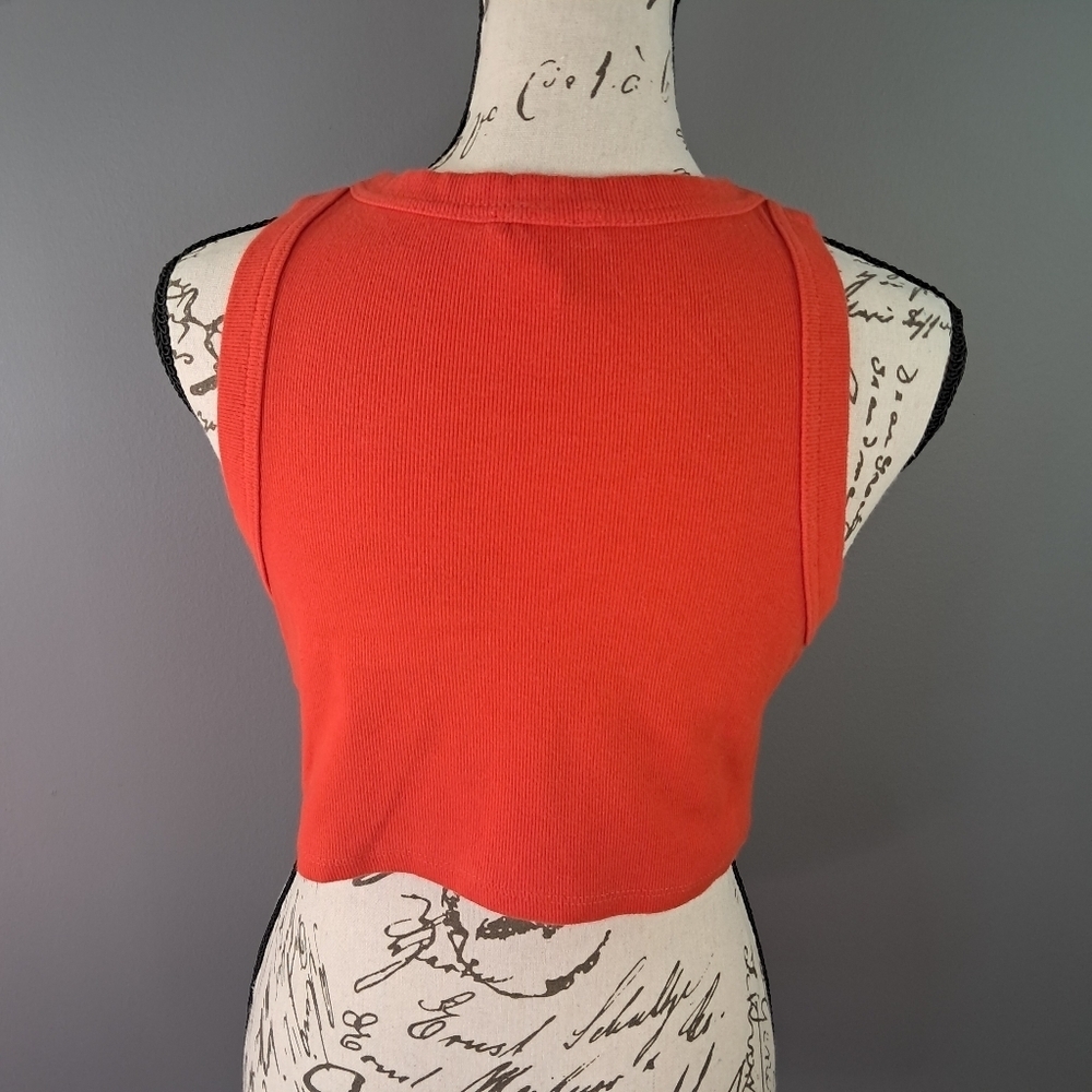 Princess Polly Bright Red Ribbed Crop Tank - Picture 2 of 3